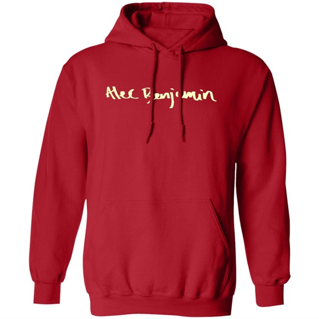 Alec Benjamin Red Embroidered Hoodie Red Embroidered Hooded Sweatshirt