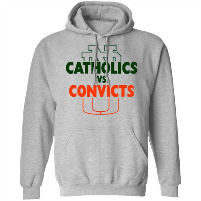Catholics vs Convicts ND vs Miami Tee White T Shirts Catholics vs Convicts ND vs Miami Tee White T Shirts