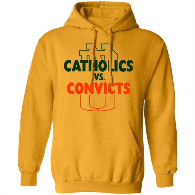 Catholics vs Convicts ND vs Miami Tee White T Shirts Catholics vs Convicts ND vs Miami Tee White T Shirts