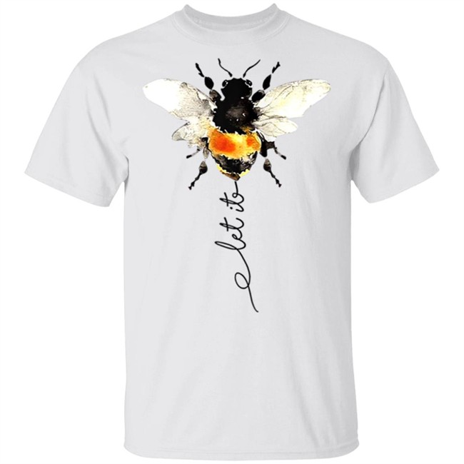 Women Girls Summer Fashion Let It Bee Print Short Sleeve T Shirt Funny Tee Tops Plus Size White T Shirt