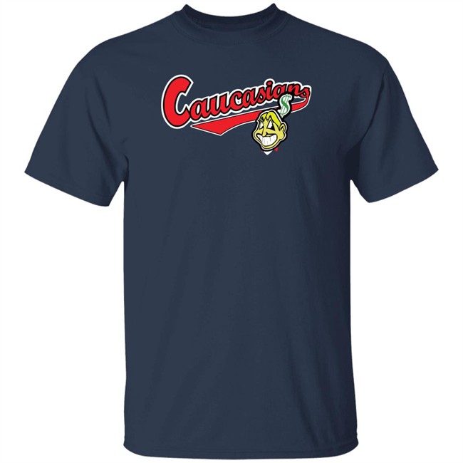 Caucasians T Shirt Cleveland Caucasians Mascot Navy T Shirt Caucasians T Shirt Cleveland Caucasians Mascot Navy T Shirt