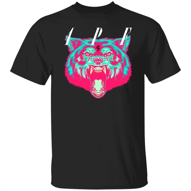 Wolf 4PF T Shirt 4PF WOLF T-SHIRT WITH GRAPHIC ON FRONT Black Shirts Wolf 4PF T Shirt 4PF WOLF T-SHIRT WITH GRAPHIC ON FRONT Black Shirts