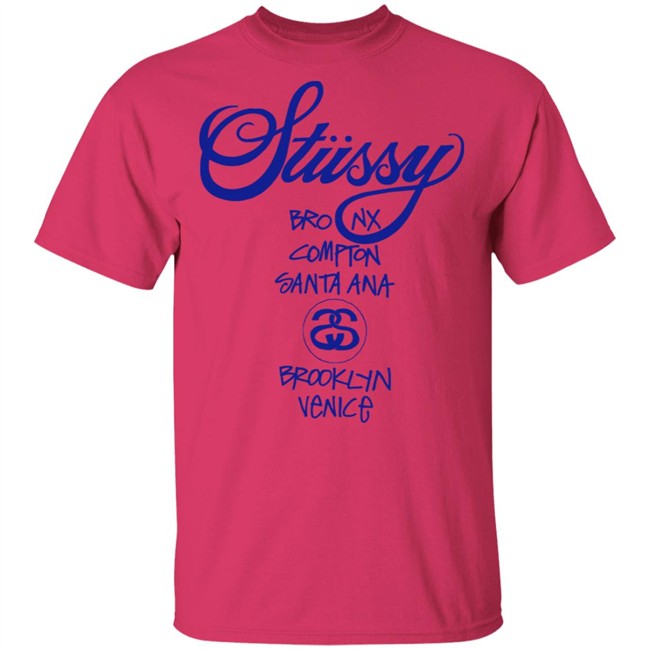 WORLD TOUR Stussy T Shirt WMNS Bronx Compton Santa Ana BrookLyn Venice Yellow Shirts WORLD TOUR Stussy T Shirt WMNS Bronx Compton Santa Ana BrookLyn Venice Yellow Shirts