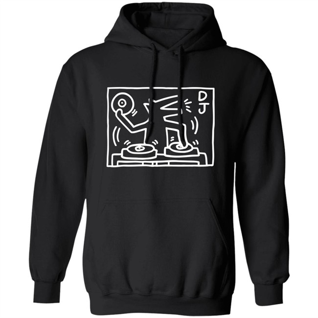 Keith Haring Pop Shop Dj Dog Hoodie Dj Dog Keith Haring Pop Shop Black Hooded Sweatshirt