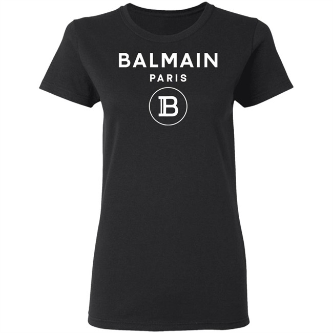 Balmain Paris Logo Shirt Black cotton T-shirt with white Balmain Paris logo Balmain Paris Logo Shirt Black cotton T-shirt with white Balmain Paris logo